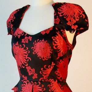 Zac Posen Red Poppy Silk Peplum Runway Cocktail Dress Size 8 Like New!